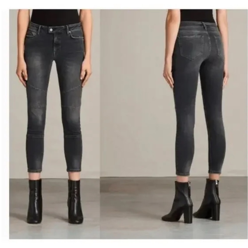 All saints biker cropped jeans